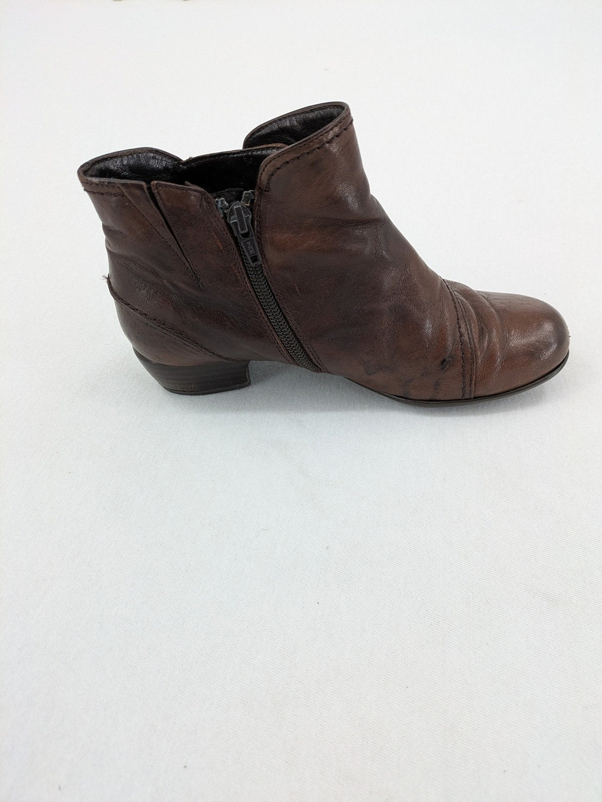 Gabor brown winter boots genuine leather side zipper decorative lacing block heel