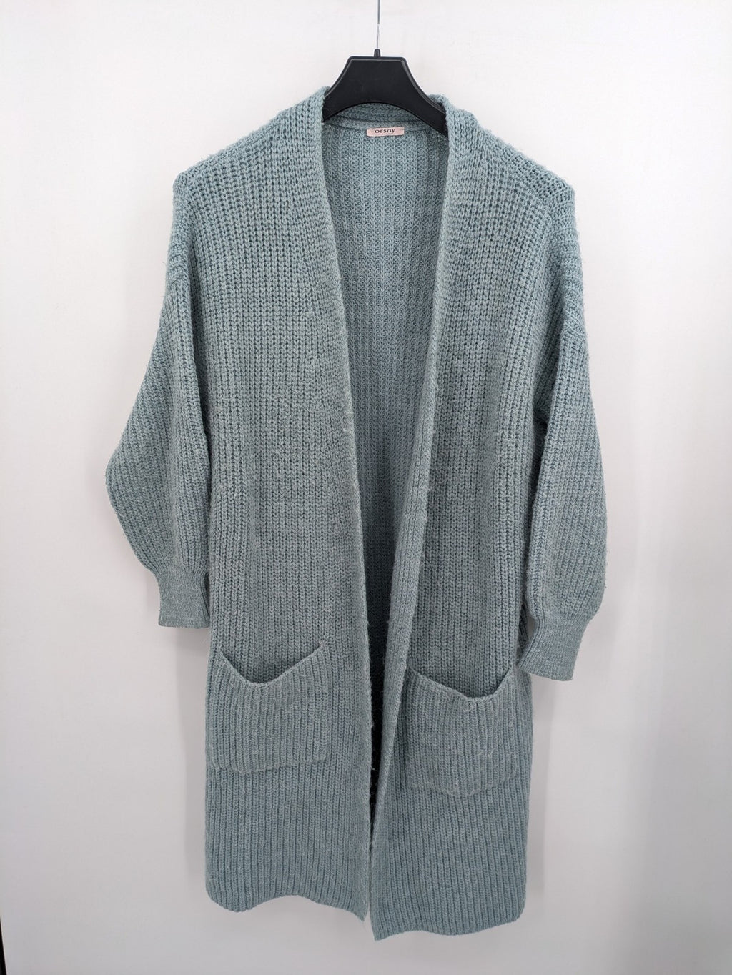 Orsay grey turtle neck jumper open front longline chunky knit with pockets.