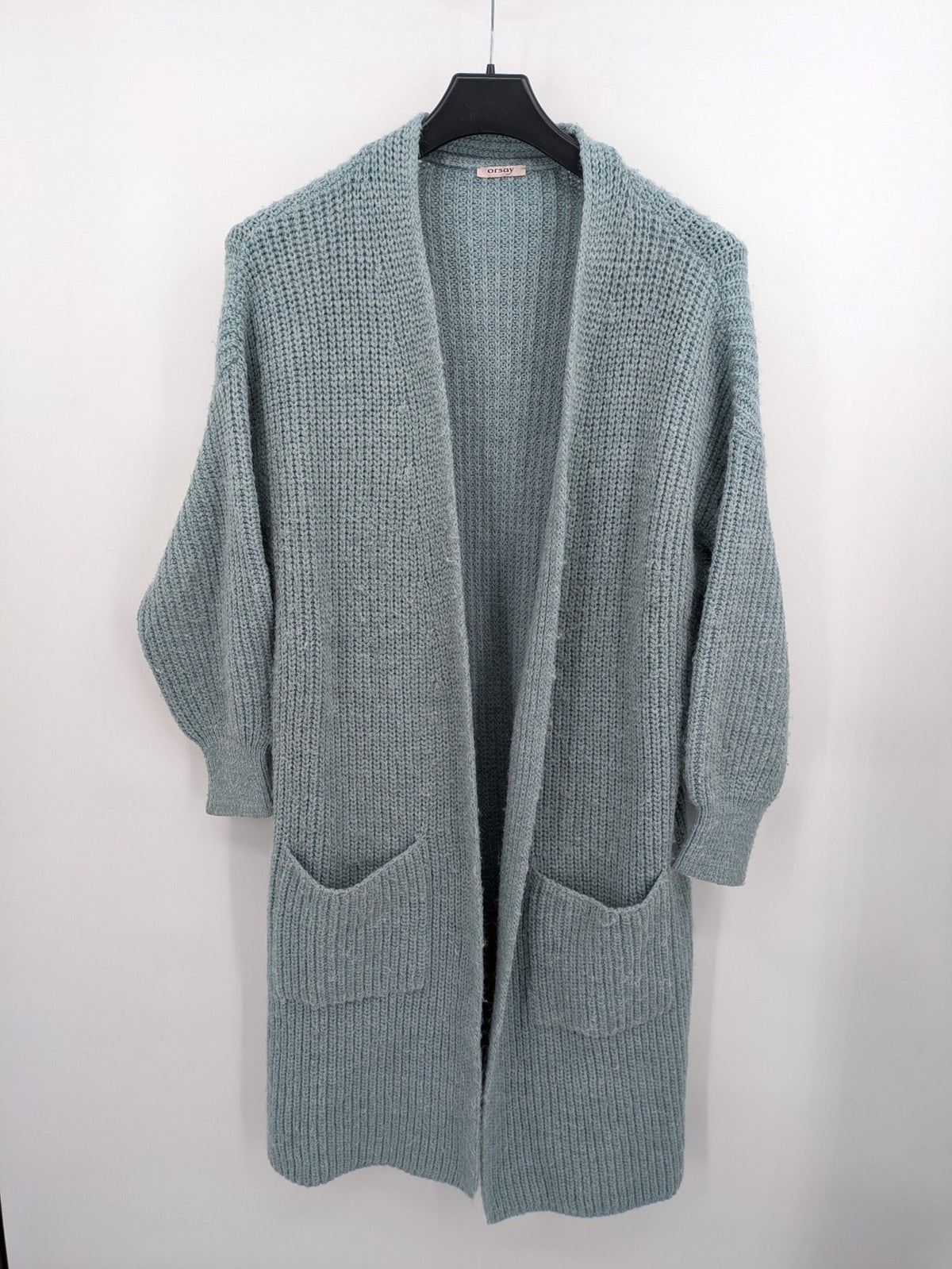 Orsay grey turtle neck jumper open front longline chunky knit with pockets.