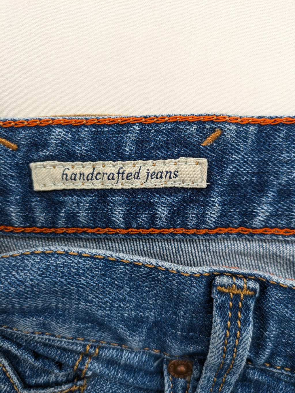 ALBERTO blue straight jeans with orange stitching, vintage denim, regular slim fit.