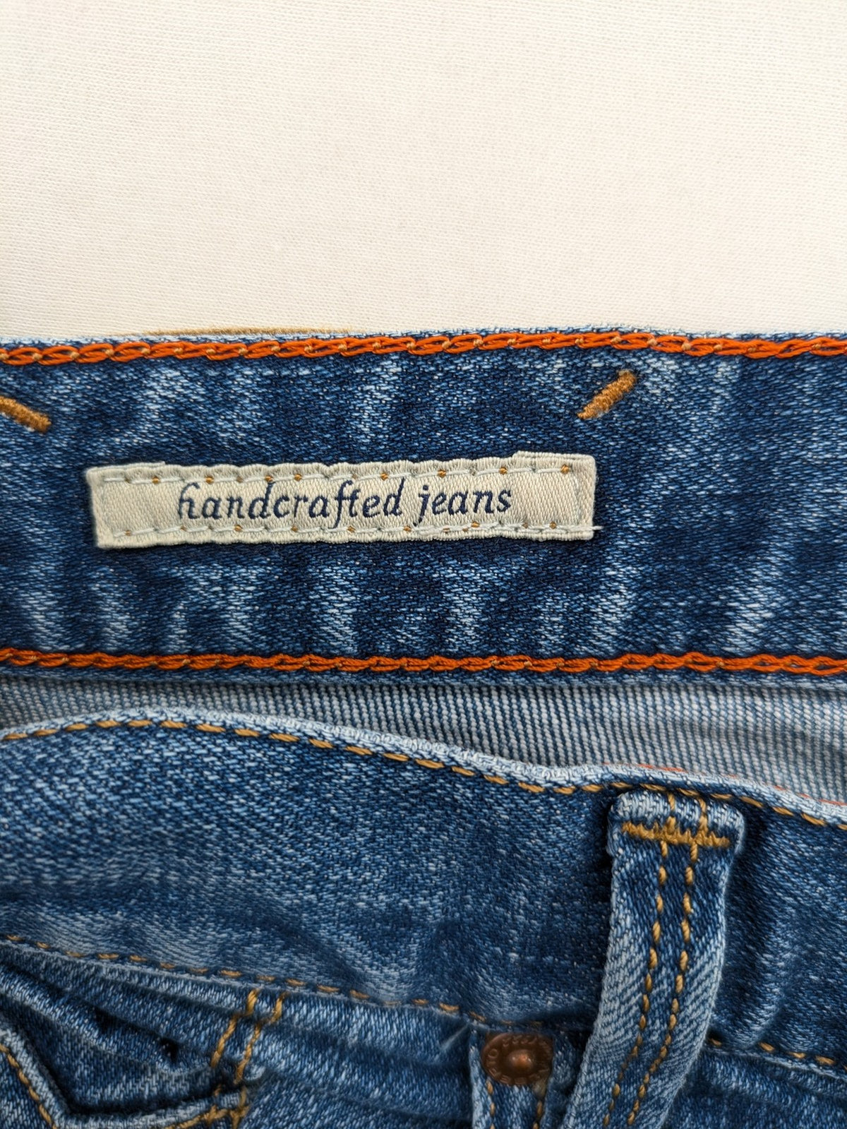 ALBERTO blue straight jeans with orange stitching, vintage denim, regular slim fit.