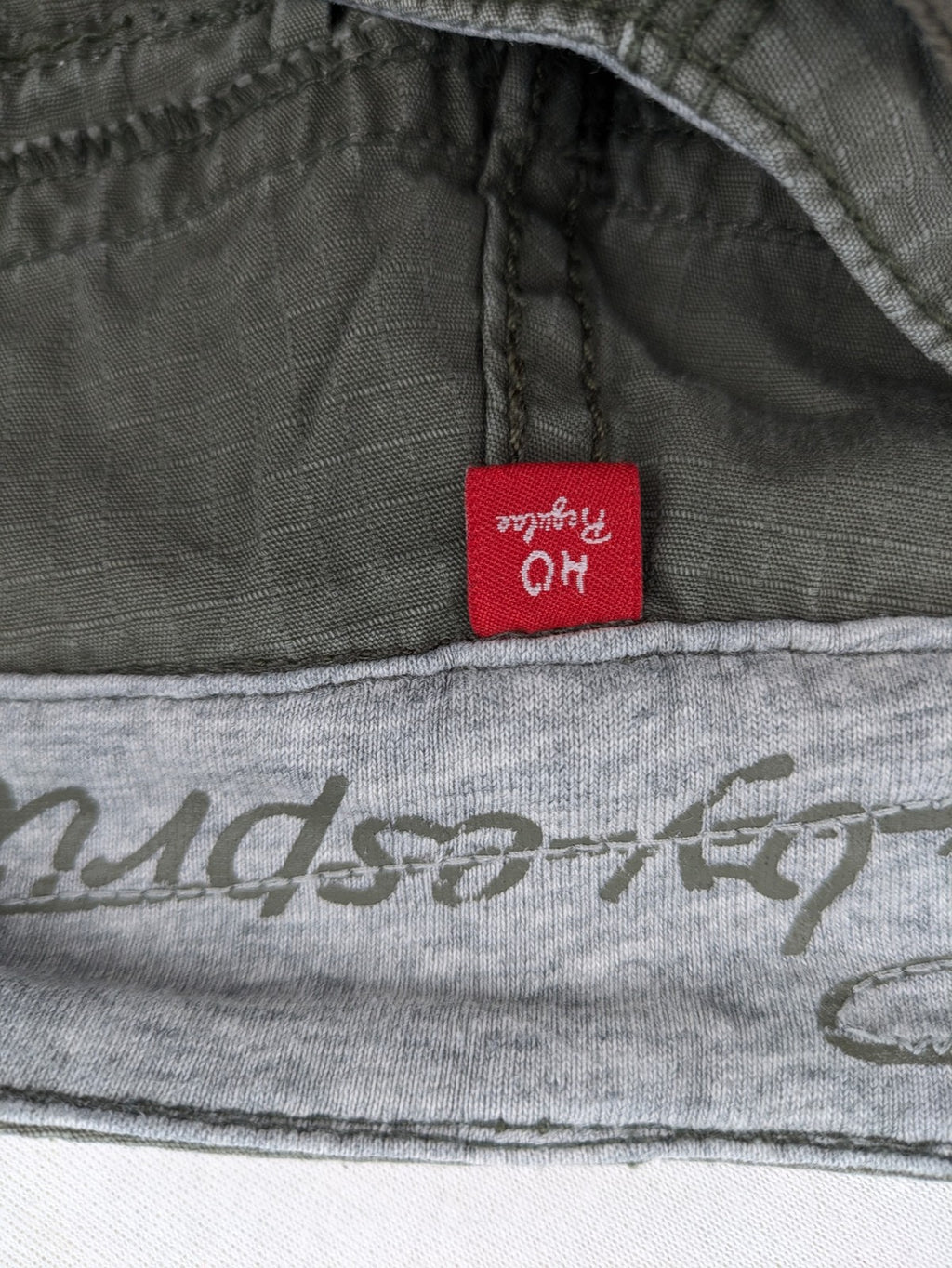 edc by Esprit khaki cargo pants ripstop fabric with multiple pockets and button fly