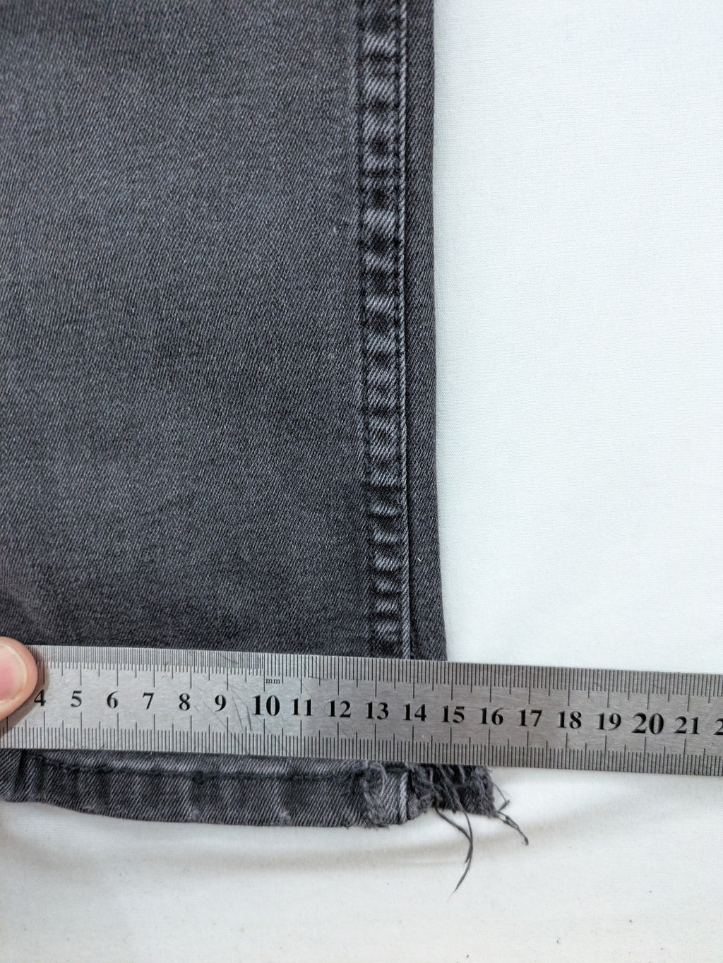 Only & Sons grey slim fit jeans with ripped details and open hem, stretch denim.