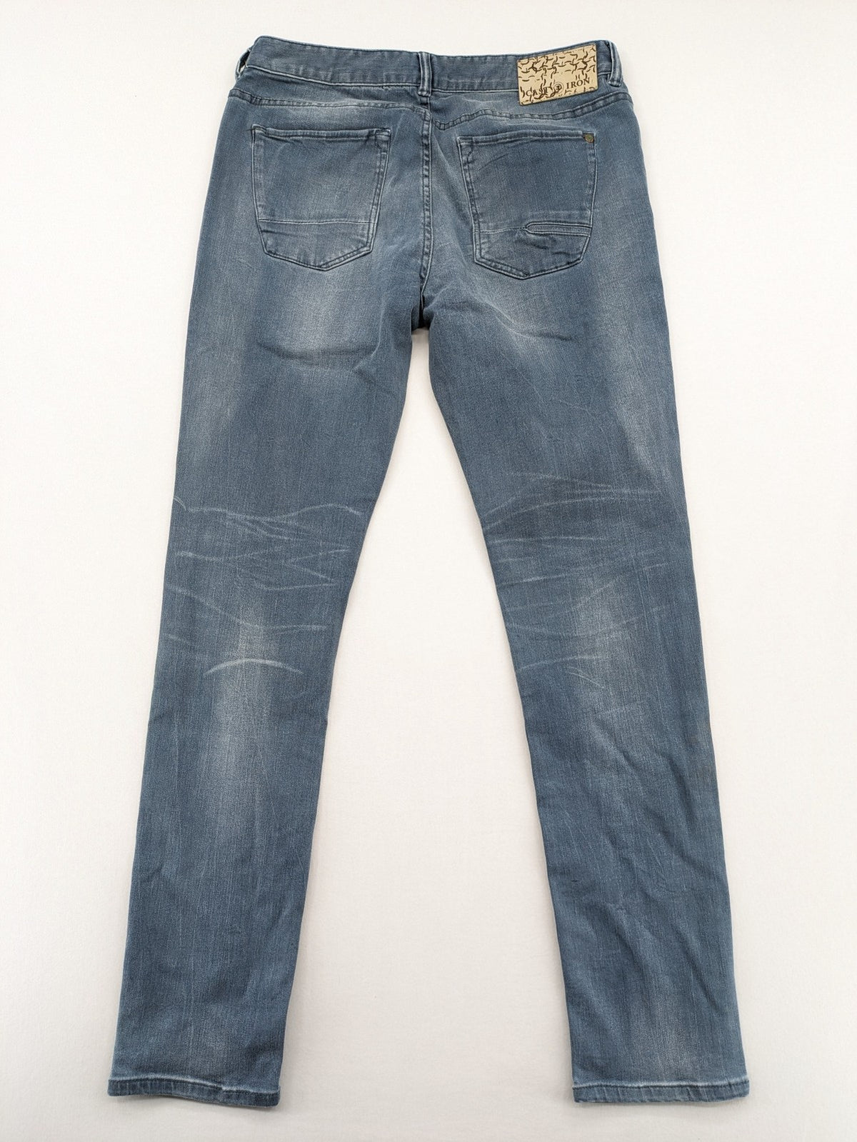 CAST IRON blue straight jeans Riser Slim Fit with classic button fly and casual wash.