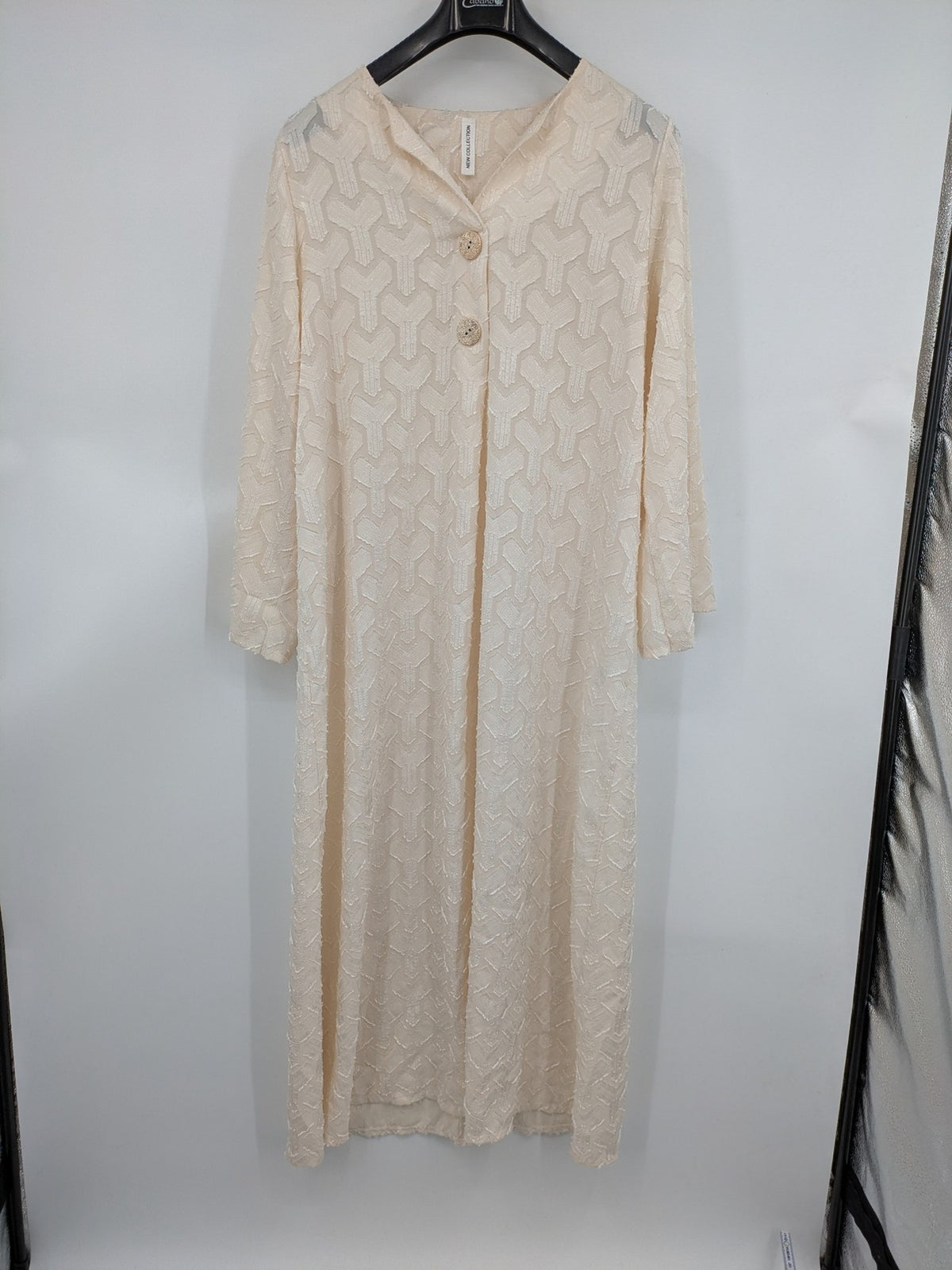 L'ange beige turtle neck jumper geometric pattern lightweight fabric elegant design