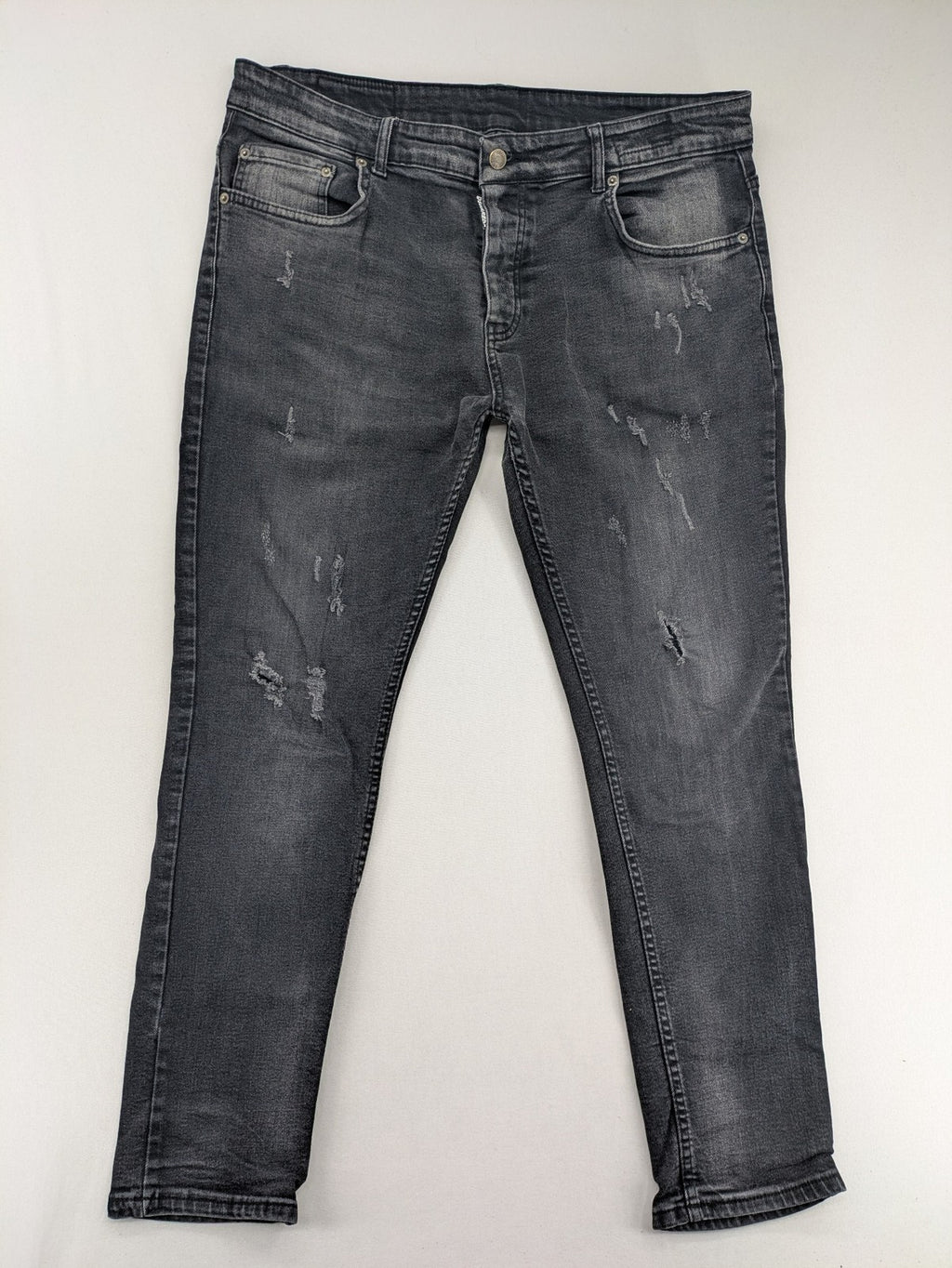 Dsquared2 grey slim jeans distressed finish button fly five-pocket design