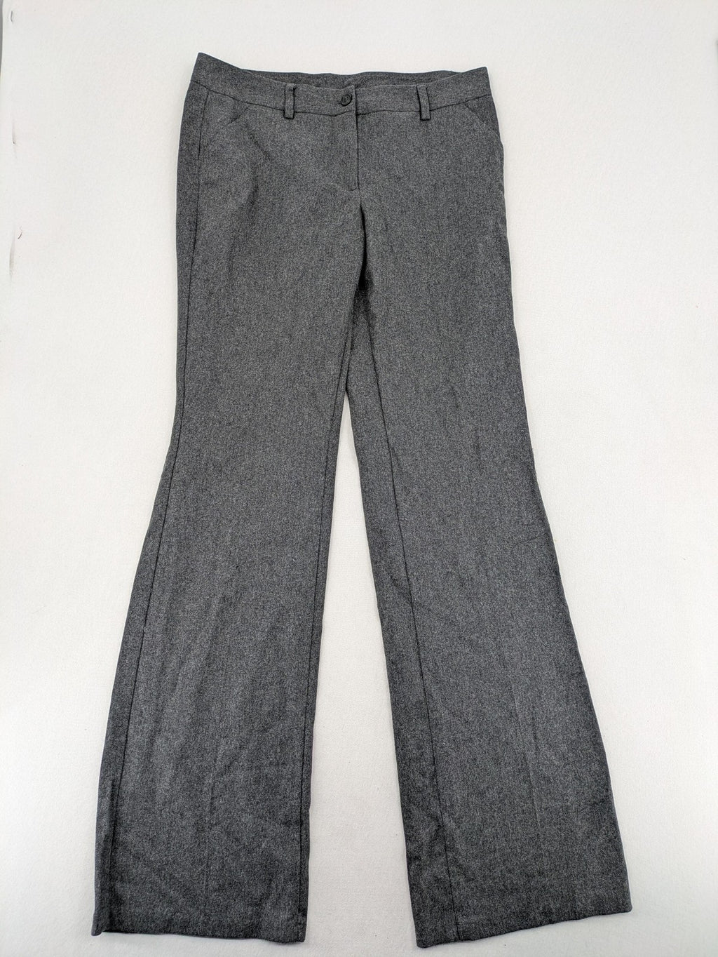 BENETTON grey pants wool blend flared leg business style, versatile and elegant design.