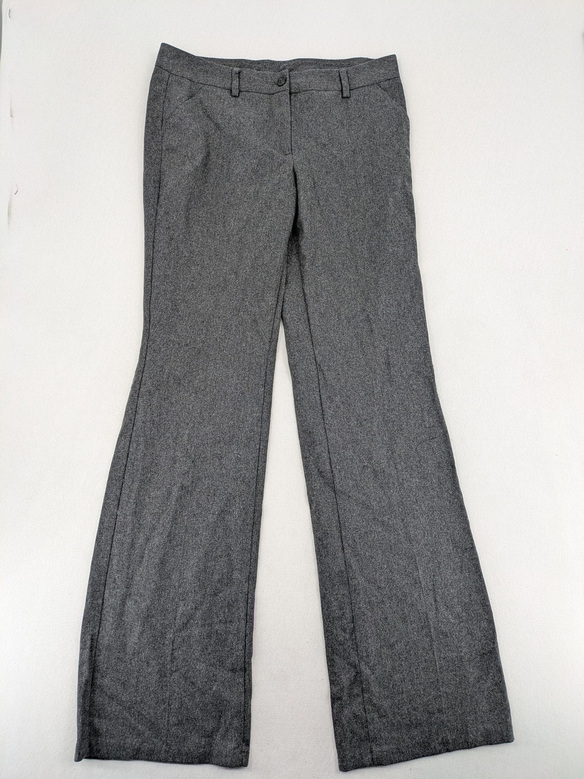 BENETTON grey pants wool blend flared leg business style, versatile and elegant design.