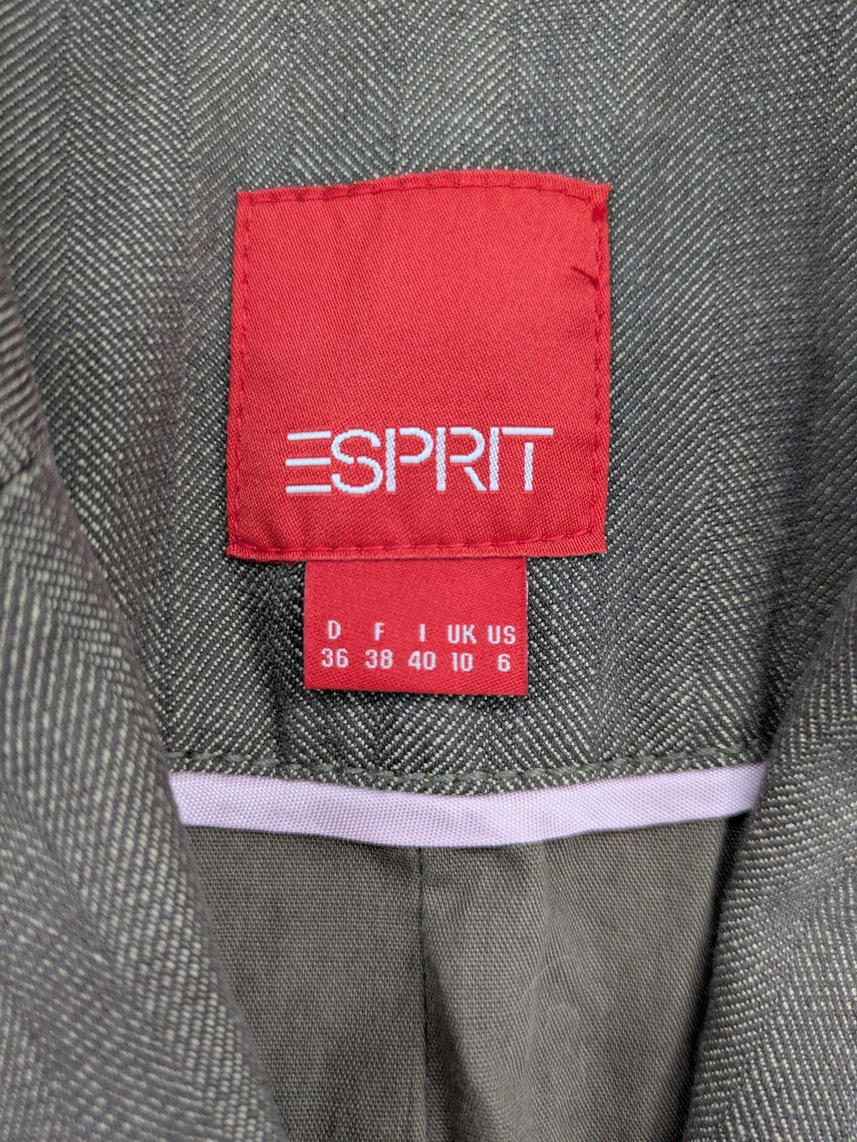 Esprit brown blazer jacket with three-button front and notch lapel, made of cotton.