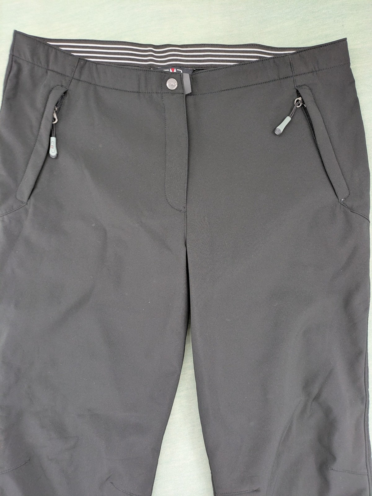 cmp black softshell pants with wind protection technology and white logo details
