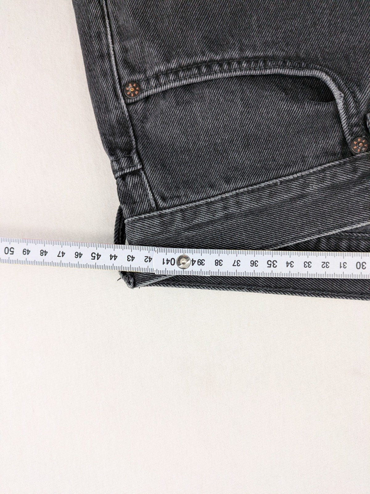 Weekday grey straight jeans washed denim with button fly and classic fit.