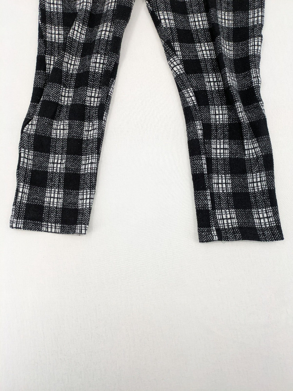 Frawoman loungewear black grey white checkered pants soft cotton adjustable drawstring waistband