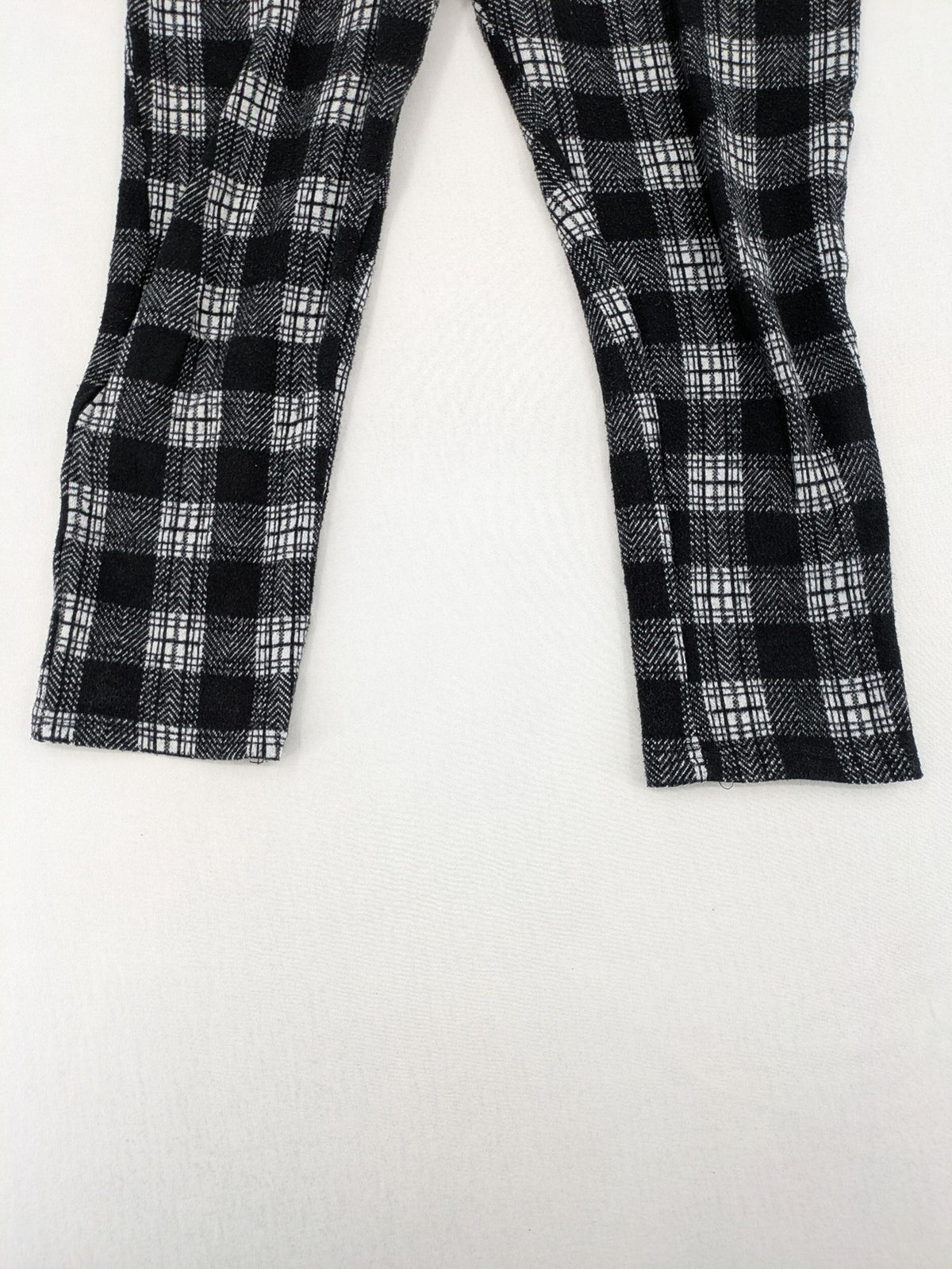 Frawoman loungewear black grey white checkered pants soft cotton adjustable drawstring waistband