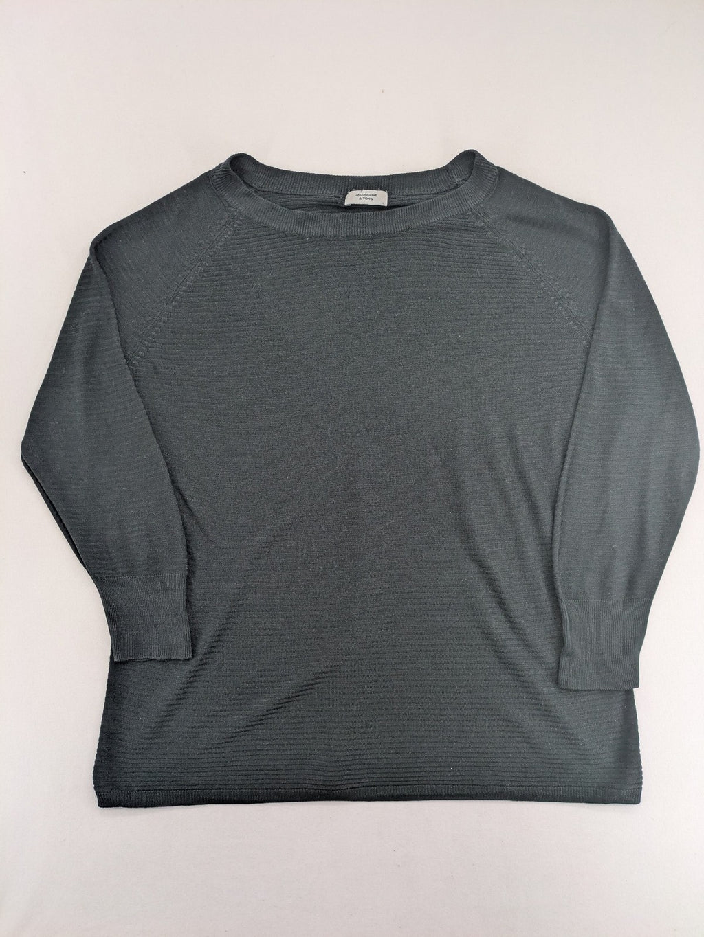 Jacqueline De Yong grey turtle neck jumper horizontal ribbed texture raglan sleeves