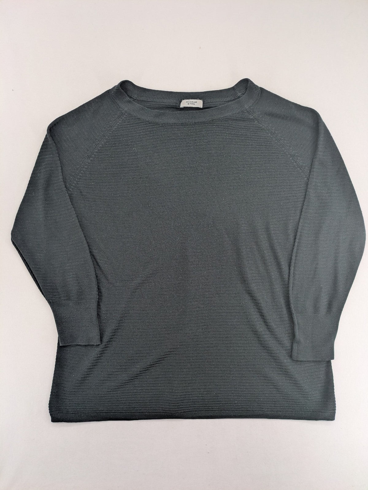 Jacqueline De Yong grey turtle neck jumper horizontal ribbed texture raglan sleeves