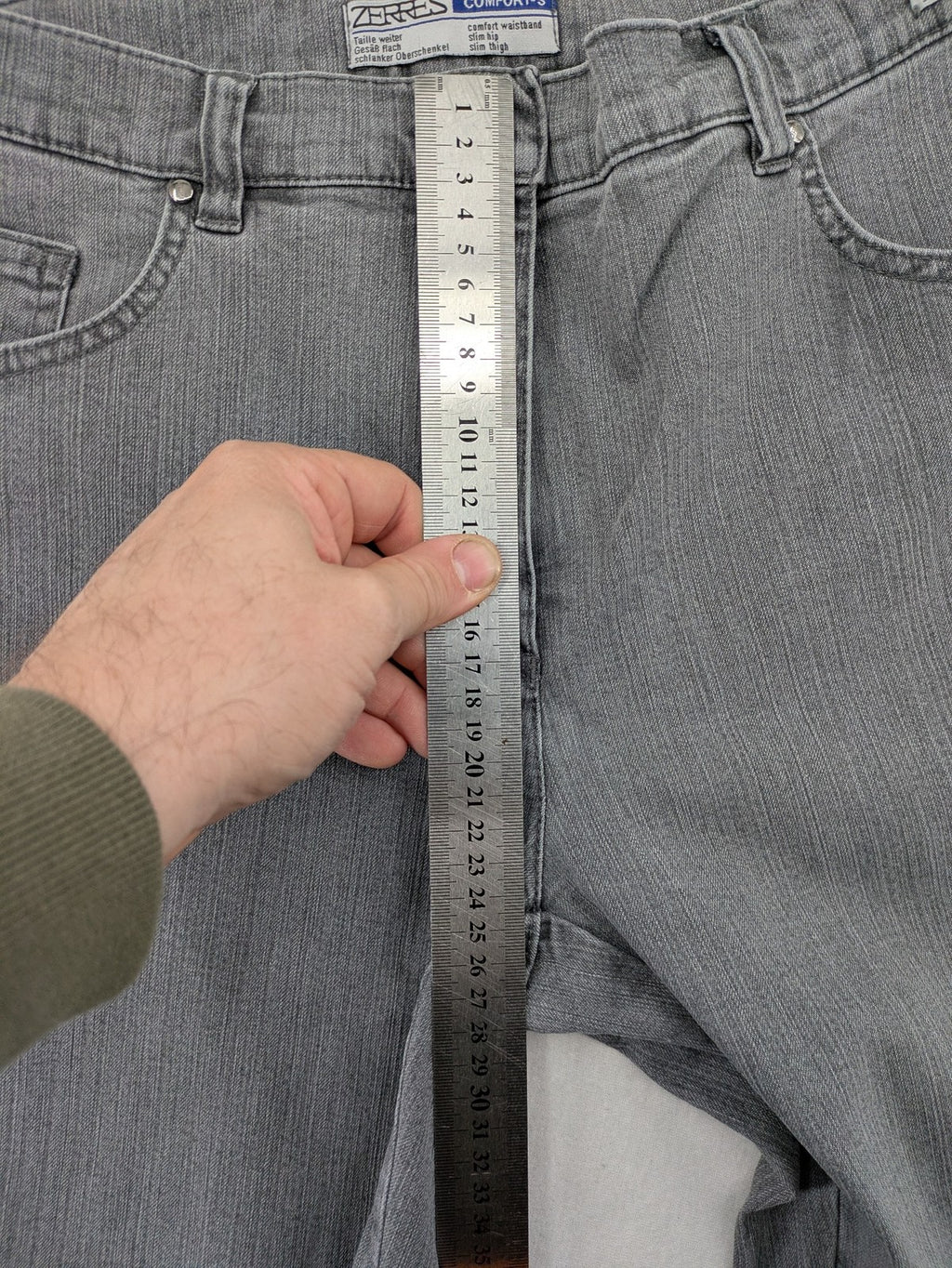 Zerres grey straight jeans slim fit comfort waistband cotton blend material