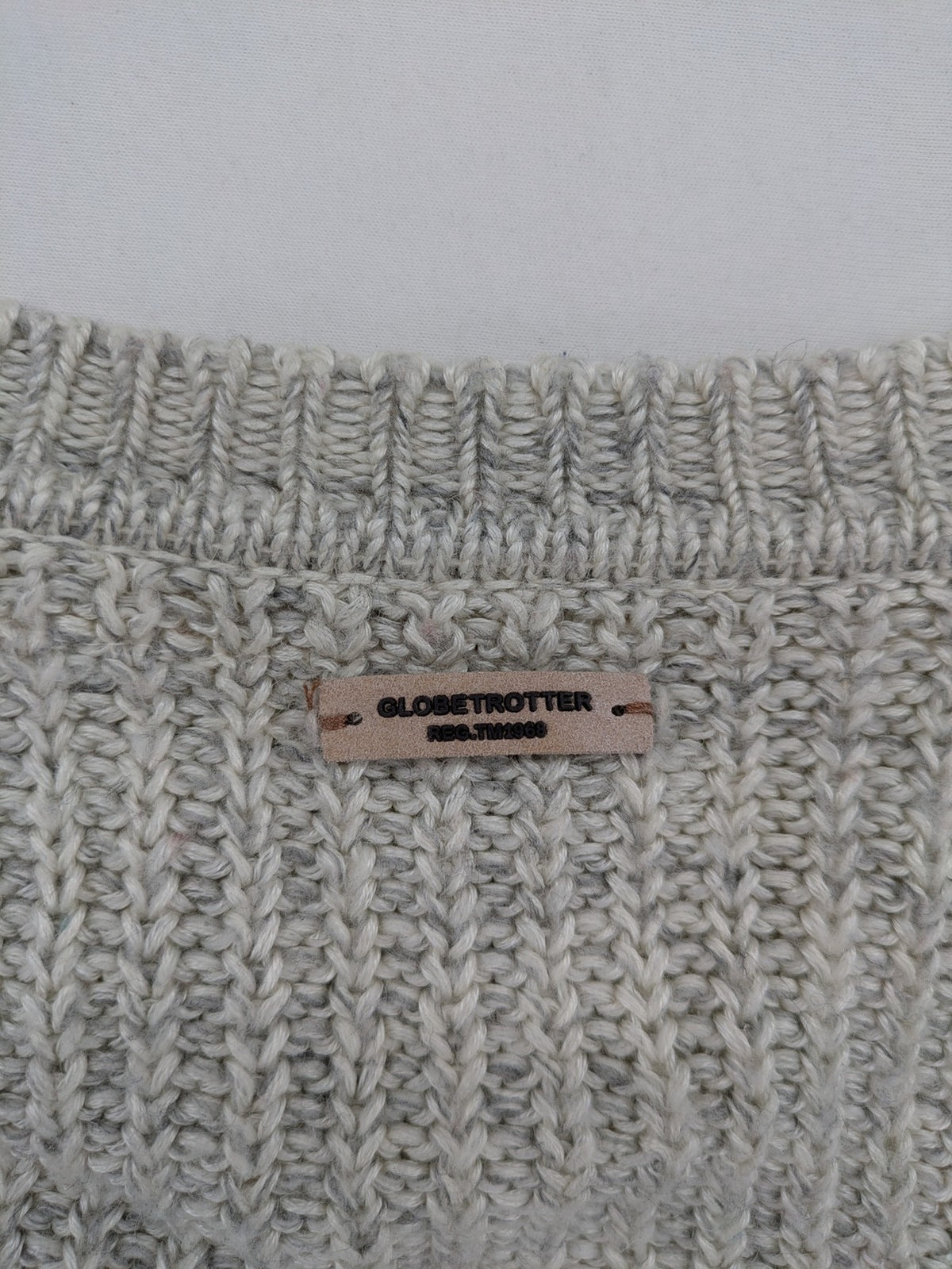 Globe-Trotter grey turtle neck jumper ribbed knit with raglan sleeves.