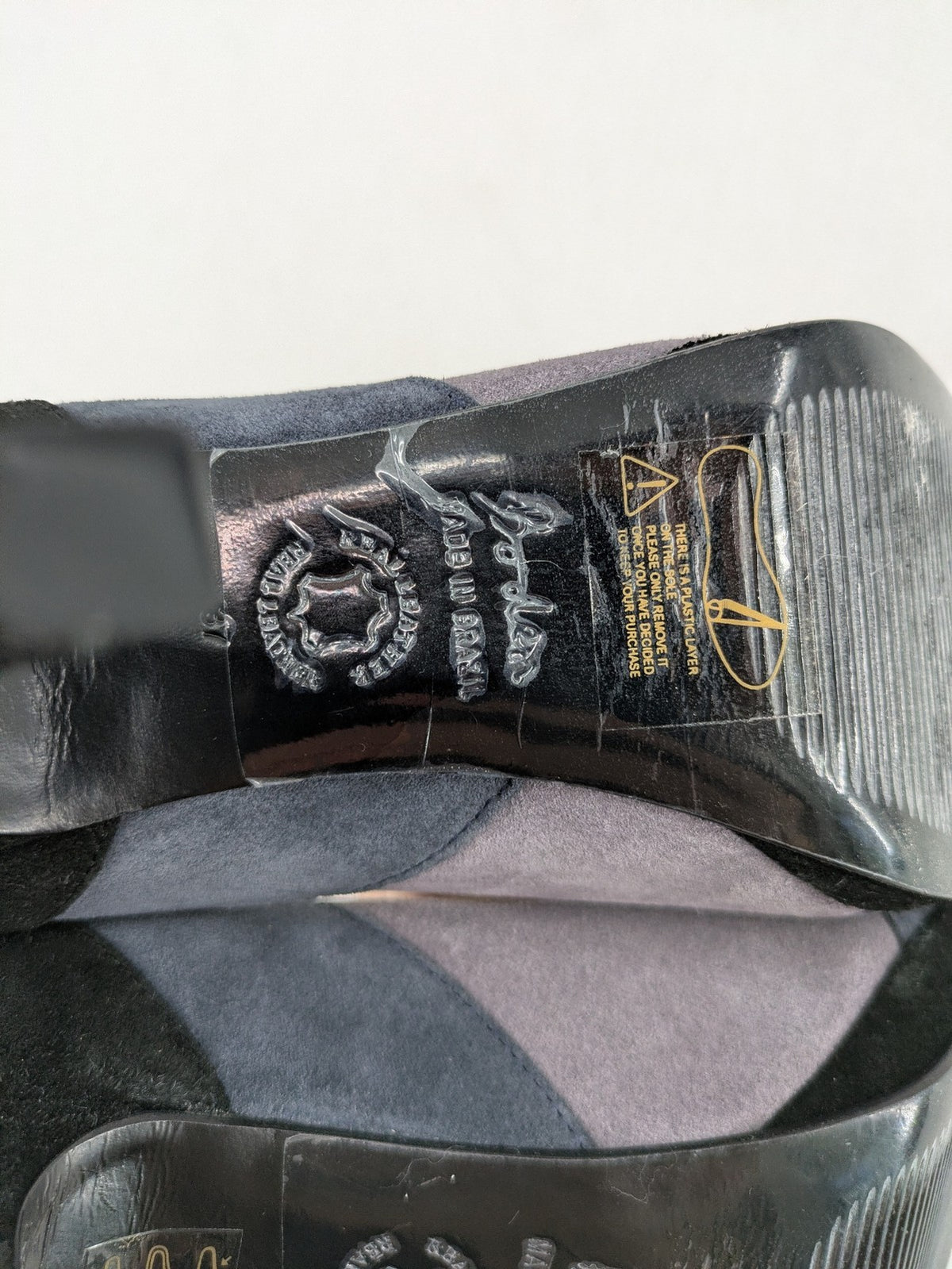 Boden multi high heels suede colorblock design with T-strap and ankle buckle.