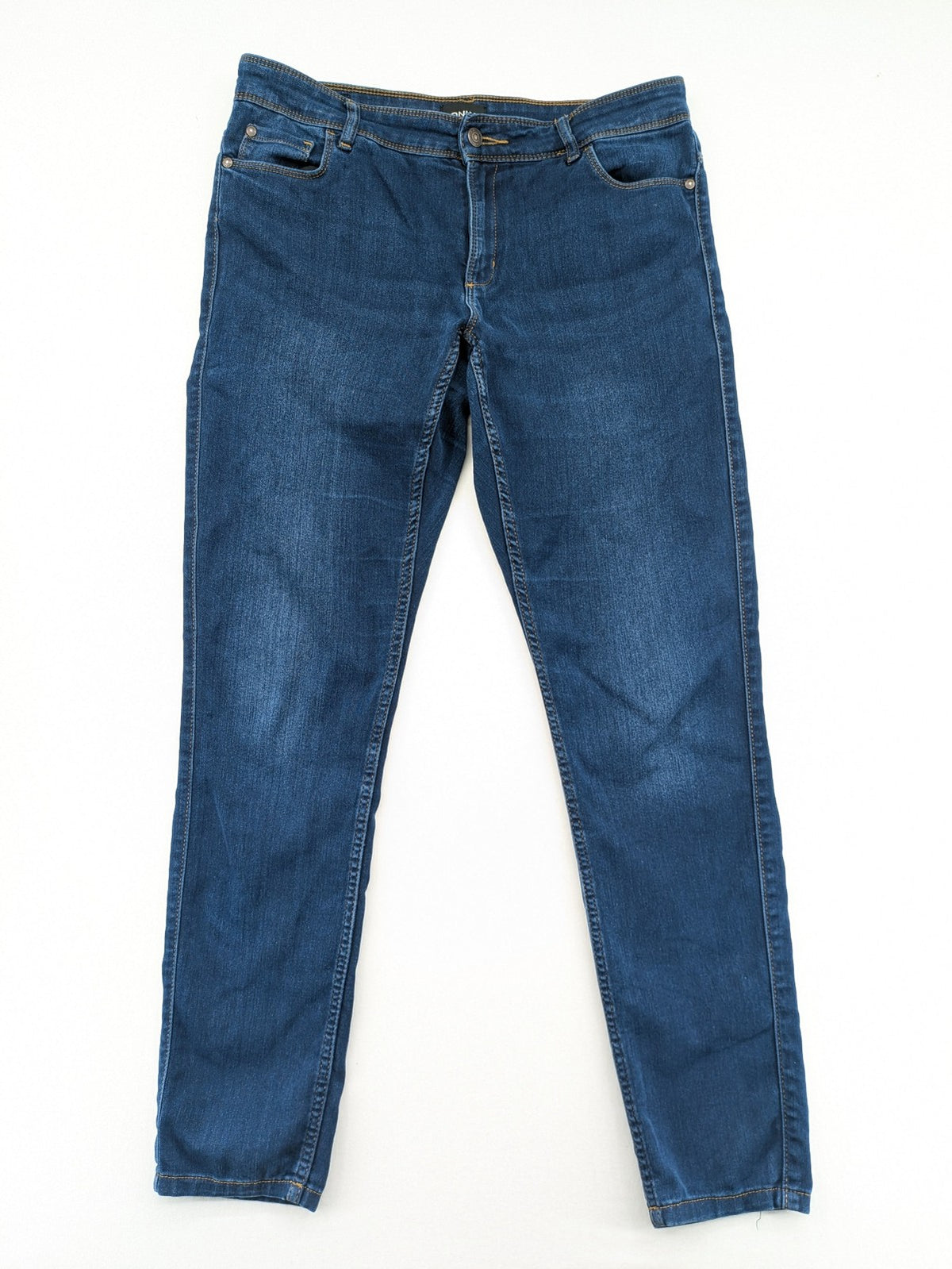 ONLY blue straight jeans classic 5-pocket design dark wash cotton slim fit
