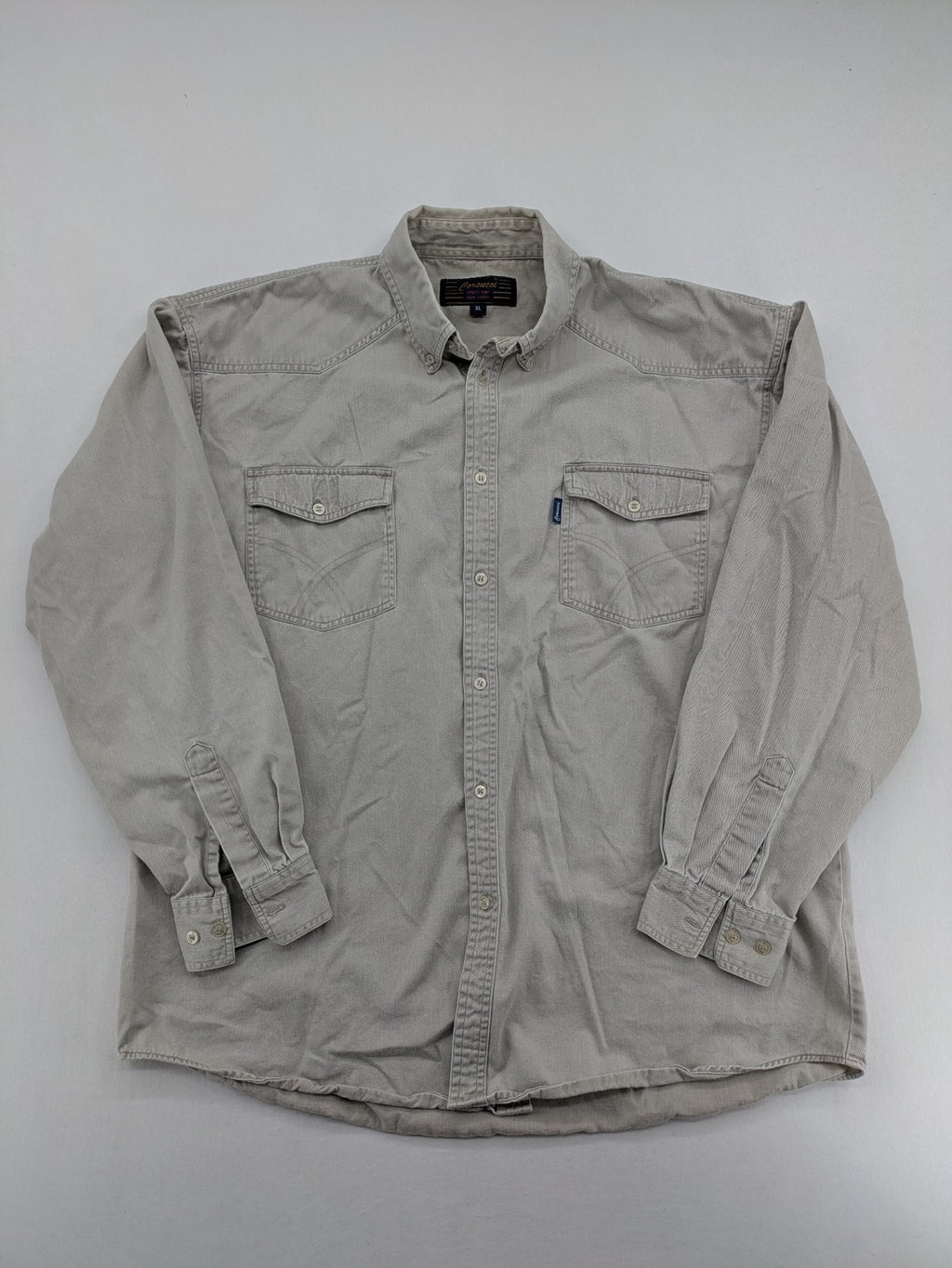 Corsucci beige button-down shirt 100% cotton with buttoned chest pockets and classic collar