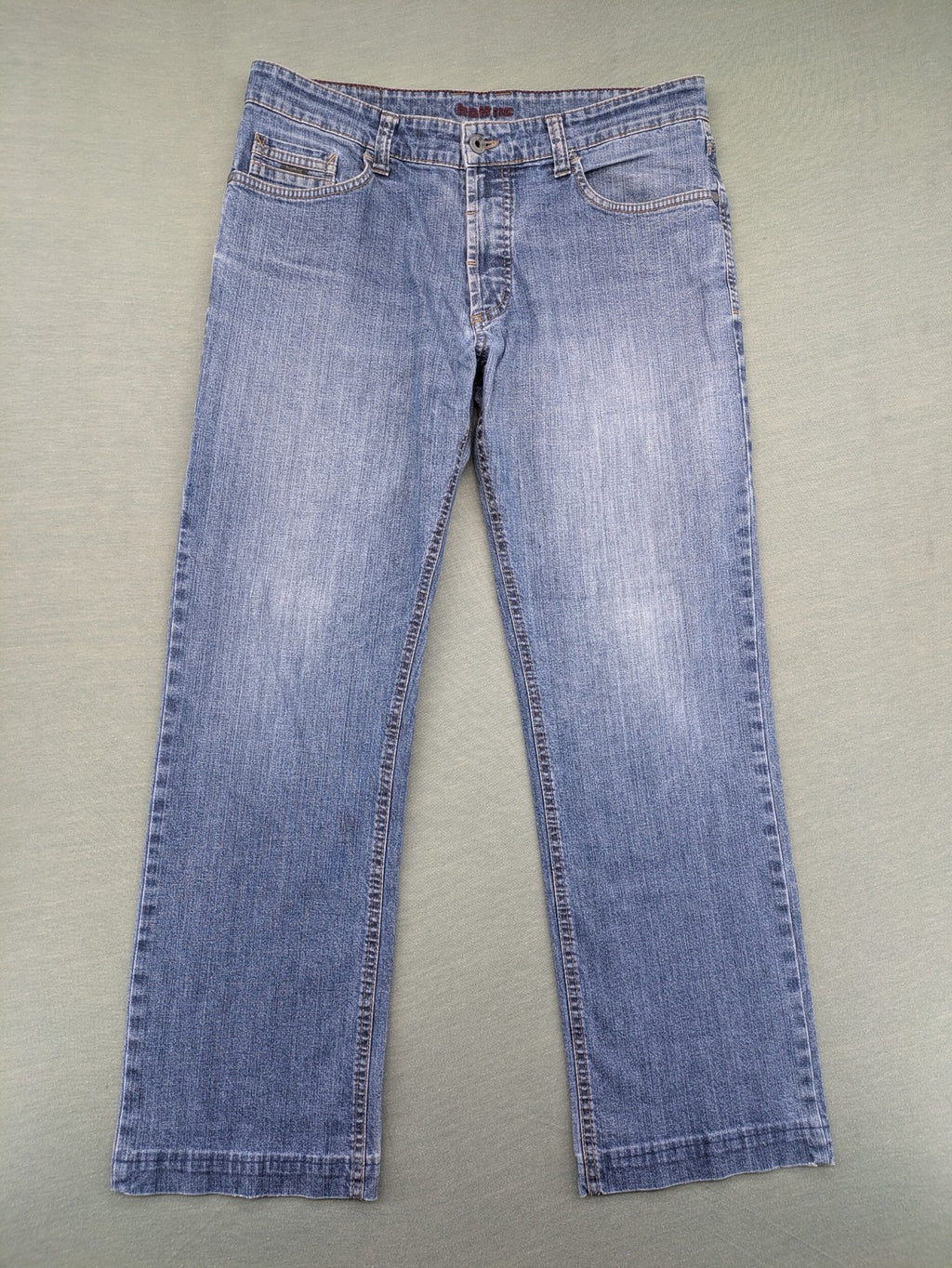 Hattric blue straight jeans durable denim five-pocket design button fly