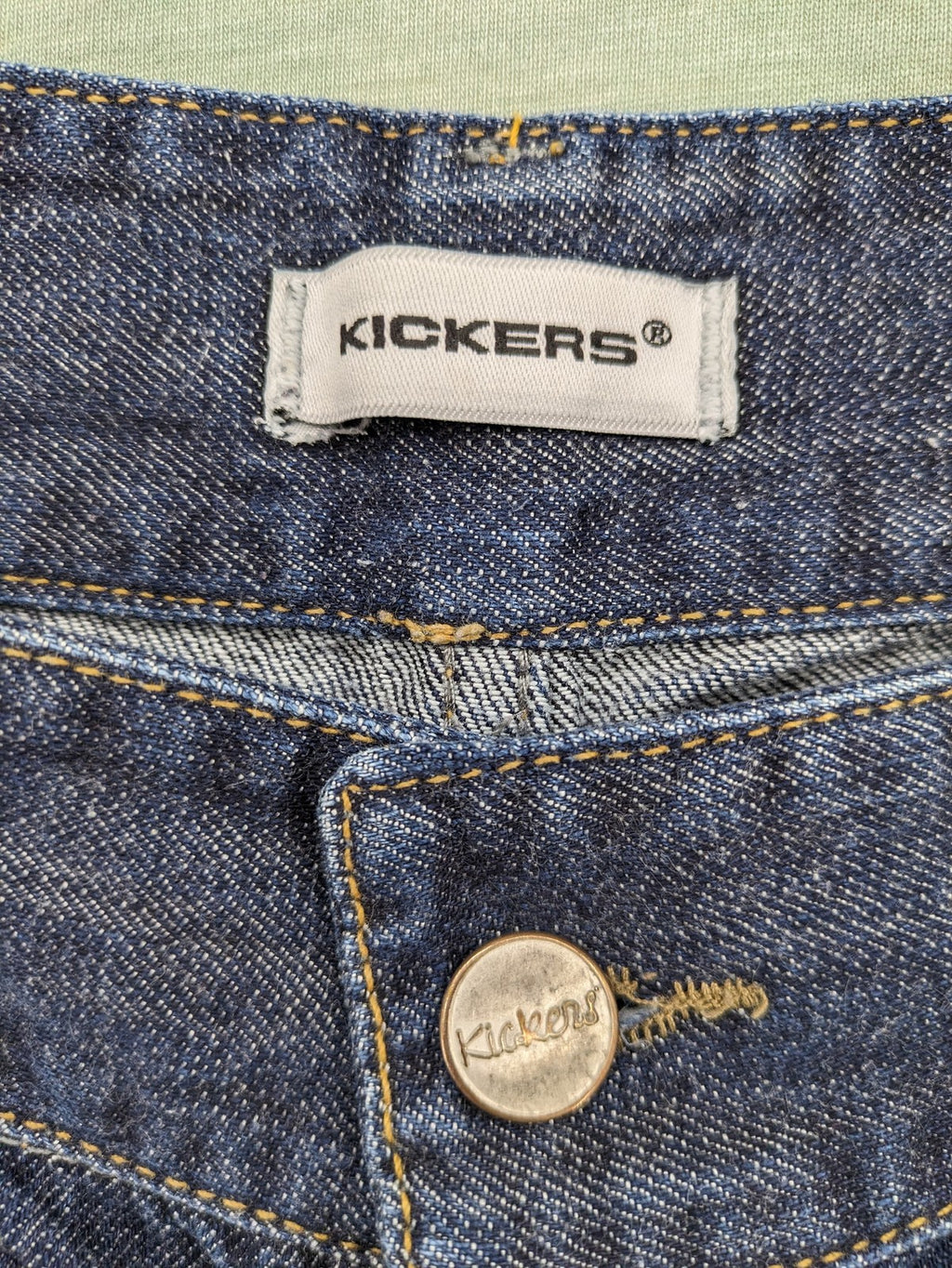 Kickers blue straight leg jeans with double button closure and 5-pocket design.
