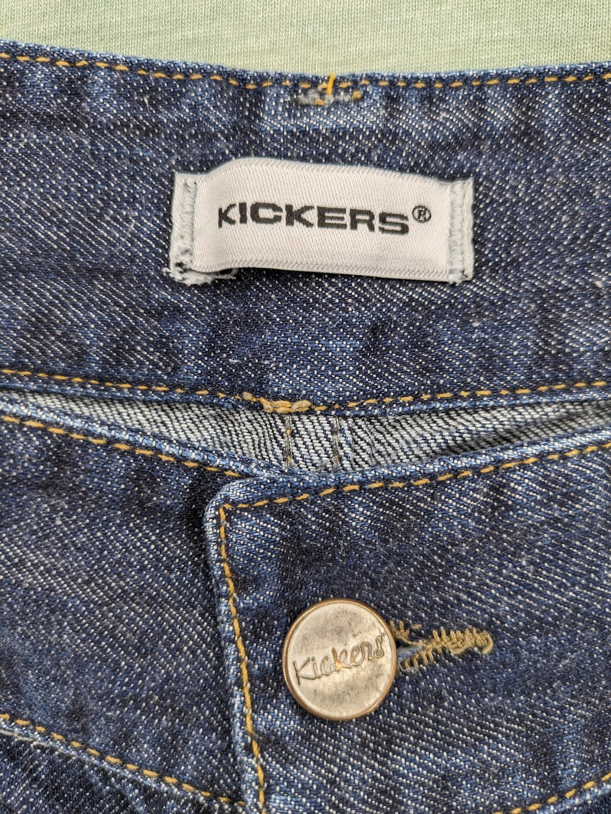 Kickers blue straight leg jeans with double button closure and 5-pocket design.