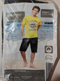 Denim blue Bermuda shorts, casual style, durable denim material, perfect for summer.