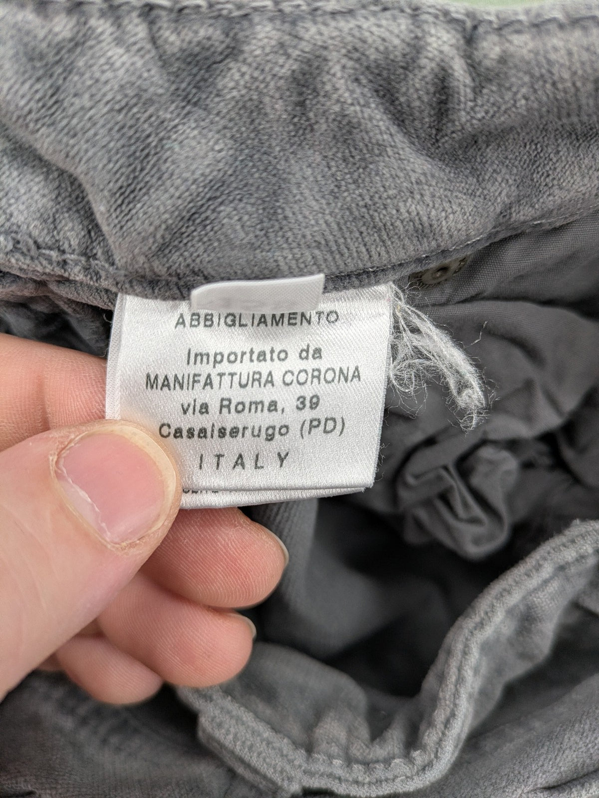 Eddie Pen grey cord pants 5-pocket design stretch cotton fabric