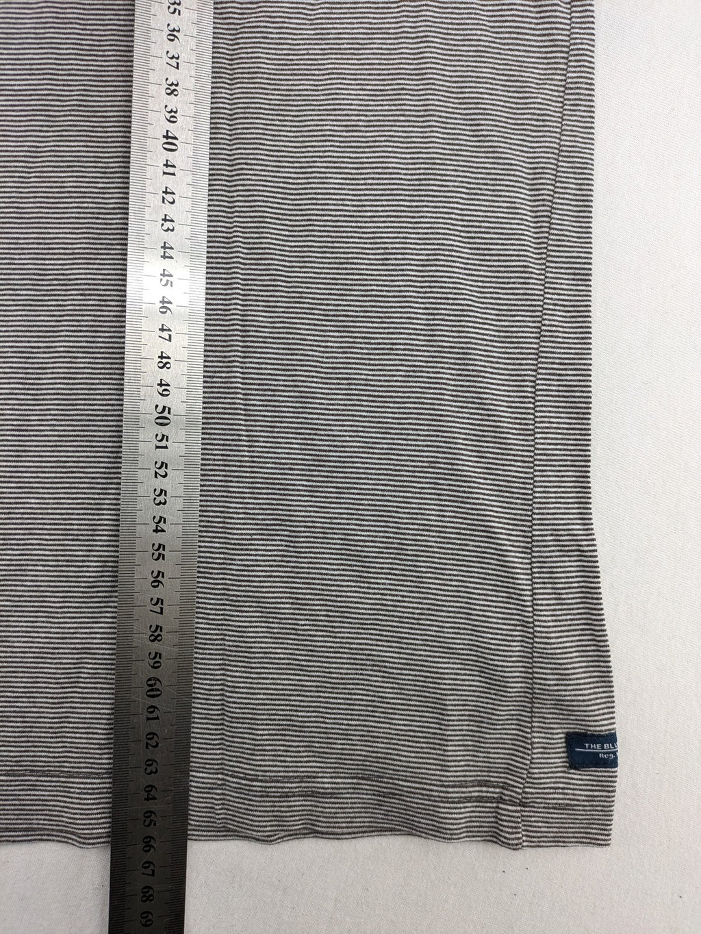Pull&Bear grey striped Henley shirt with elbow patches and decorative shoulder flaps.