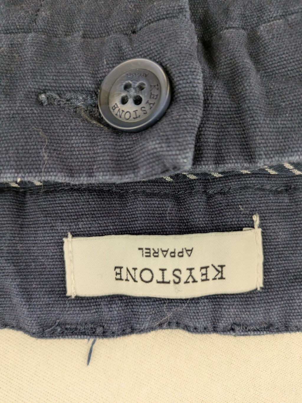 Keystone Apparel navy chino pants slim fit organic cotton with classic design.