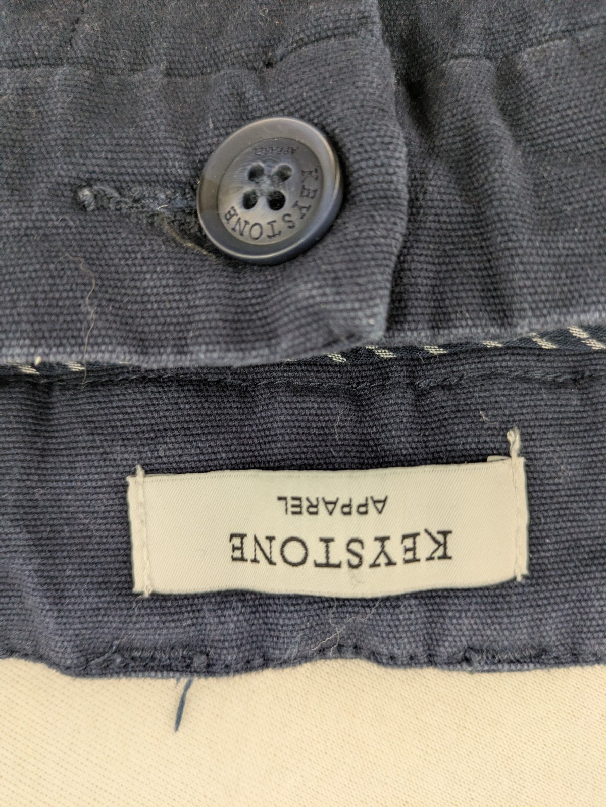 Keystone Apparel navy chino pants slim fit organic cotton with classic design.