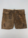 Alpenlife traditional leather pants brown with detailed embroidery and classic suspenders.
