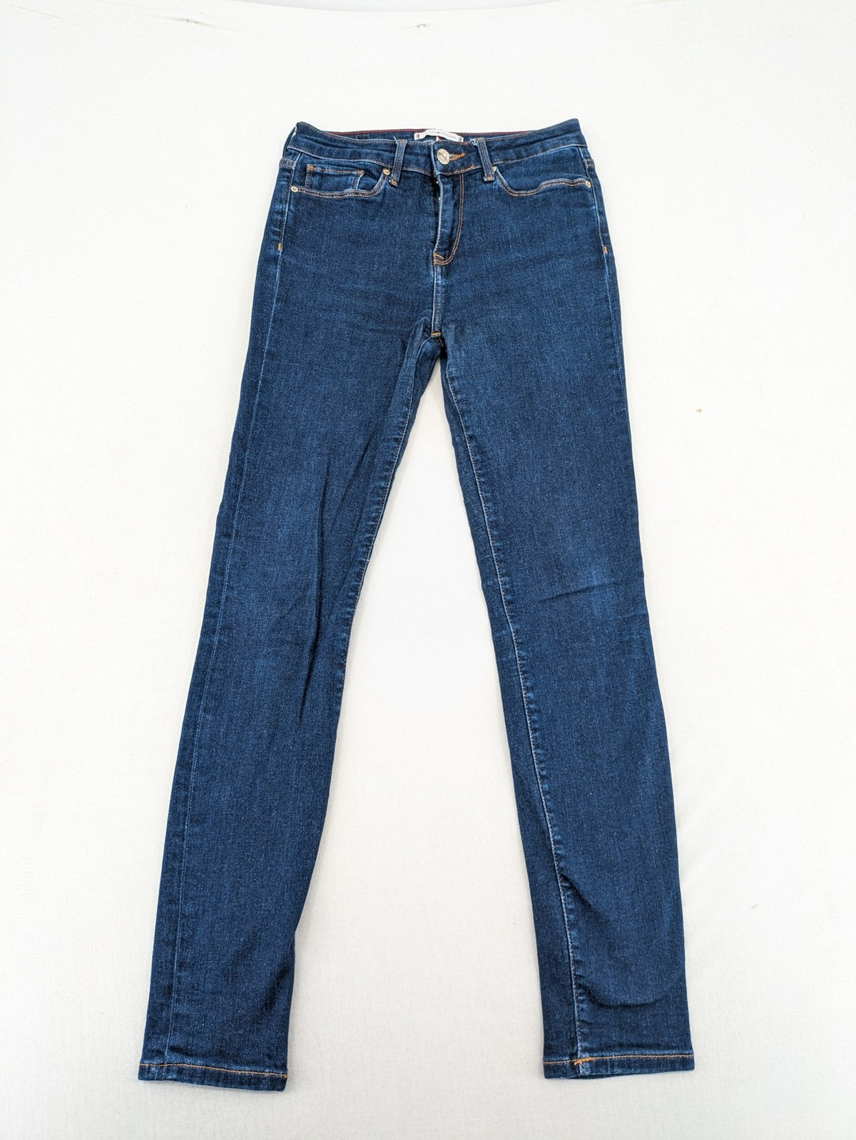 Tommy Hilfiger blue skinny jeans, five-pocket design, made from organic cotton blend.
