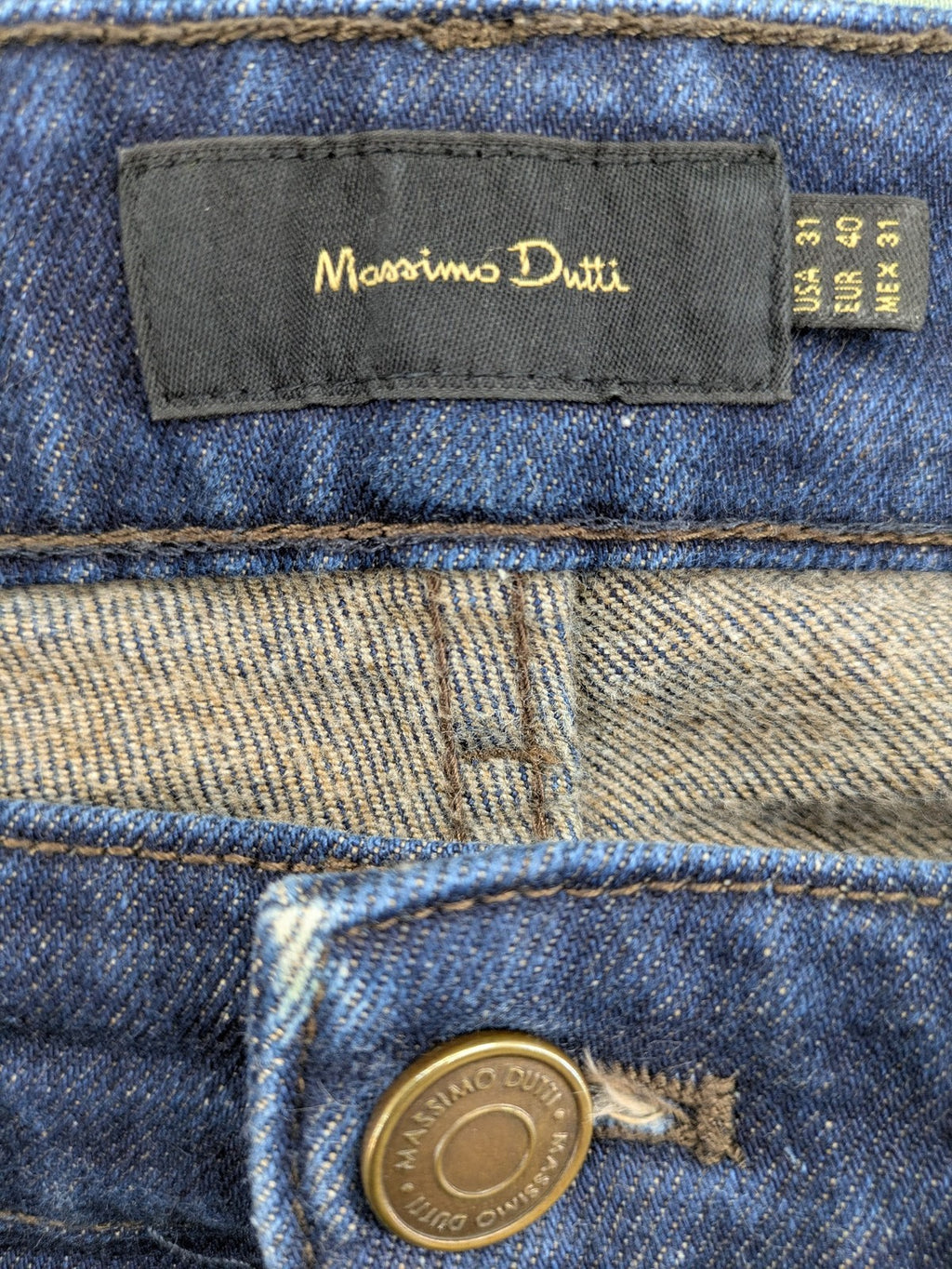 Massimo Dutti pink tapered fit jeans, stretch denim, classic design, versatile style.