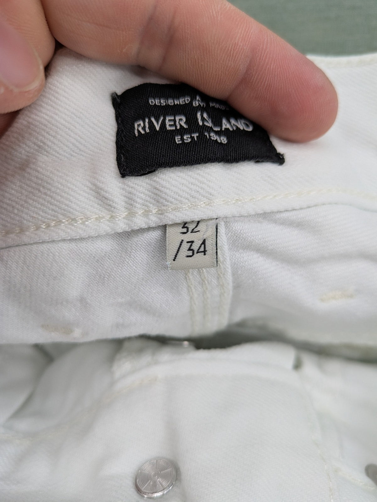 River Island white straight jeans slim fit 100% cotton denim modern design