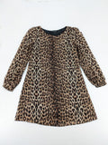 Atmosphere beige leopard print dress with sheer chiffon sleeves and buttoned cuffs.
