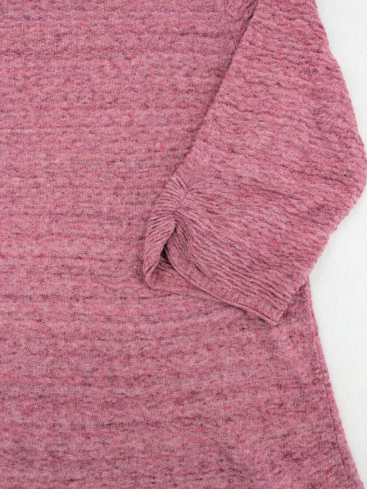 Cecil turtle neck jumper grey pink melange with textured knit and 3/4 sleeves.