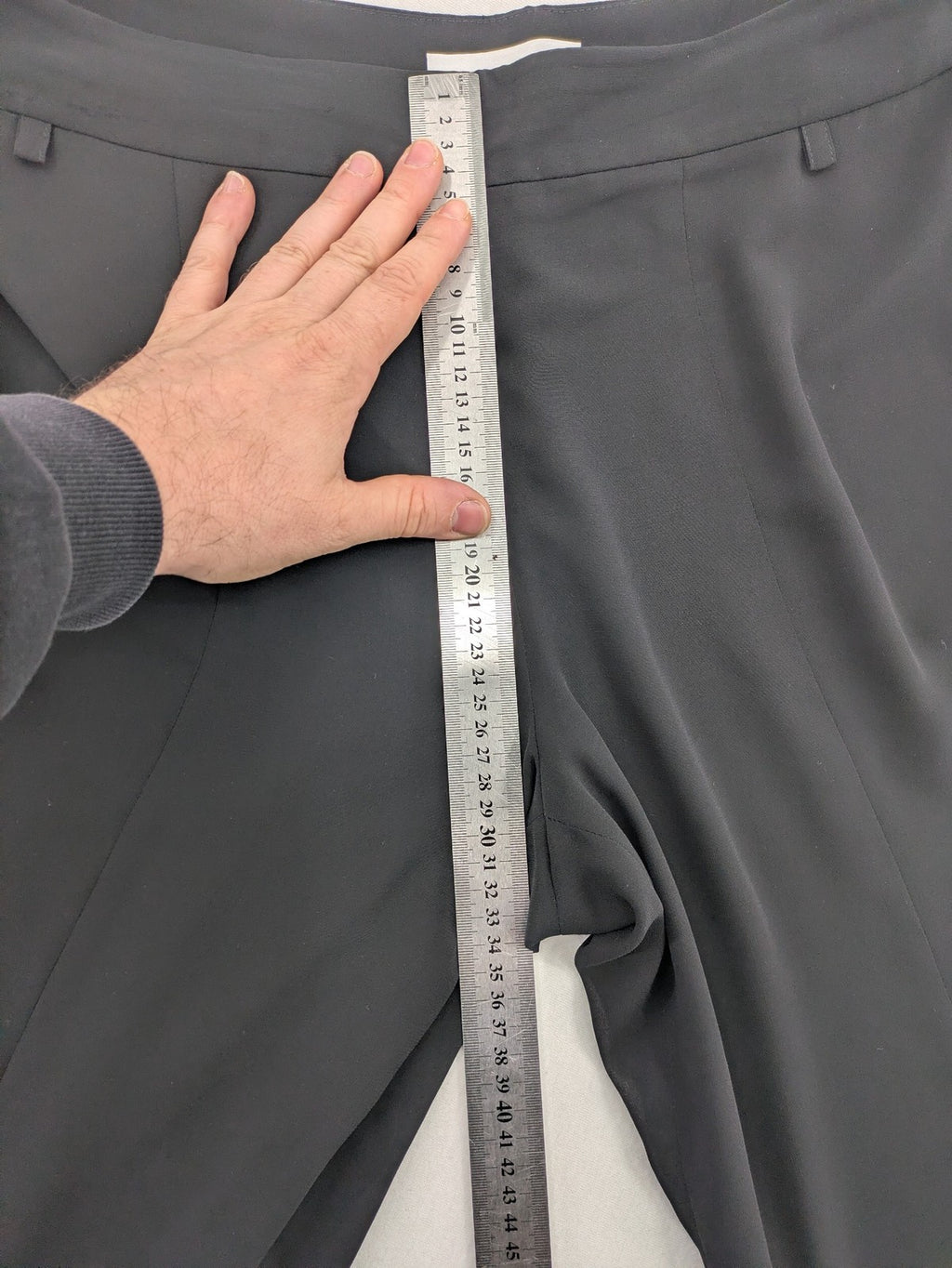 Gerry Weber grey palazzo pants with chiffon overlay and front slits.