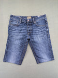 Jack & Jones Vintage blue denim shorts regular fit button fly with used-look details