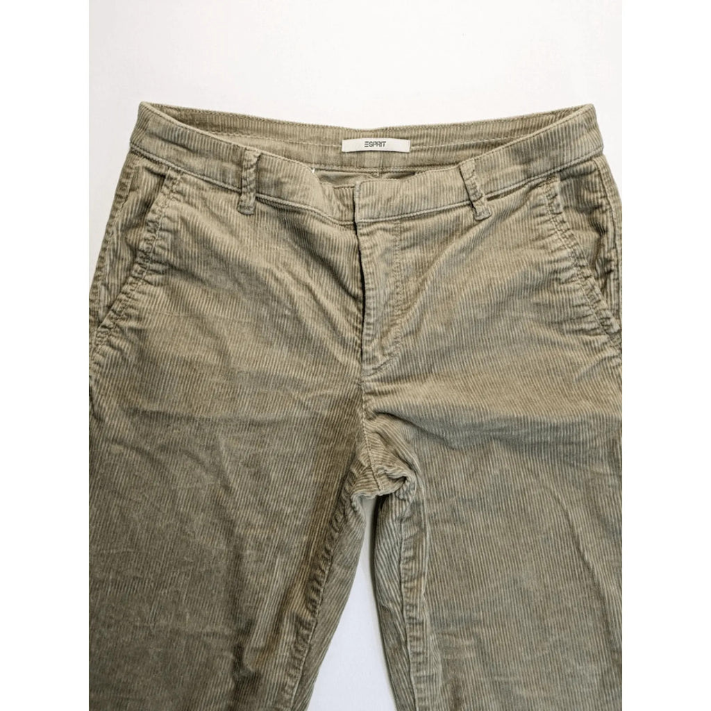 Esprit khaki pants with classic button fly, straight leg, and front pockets.