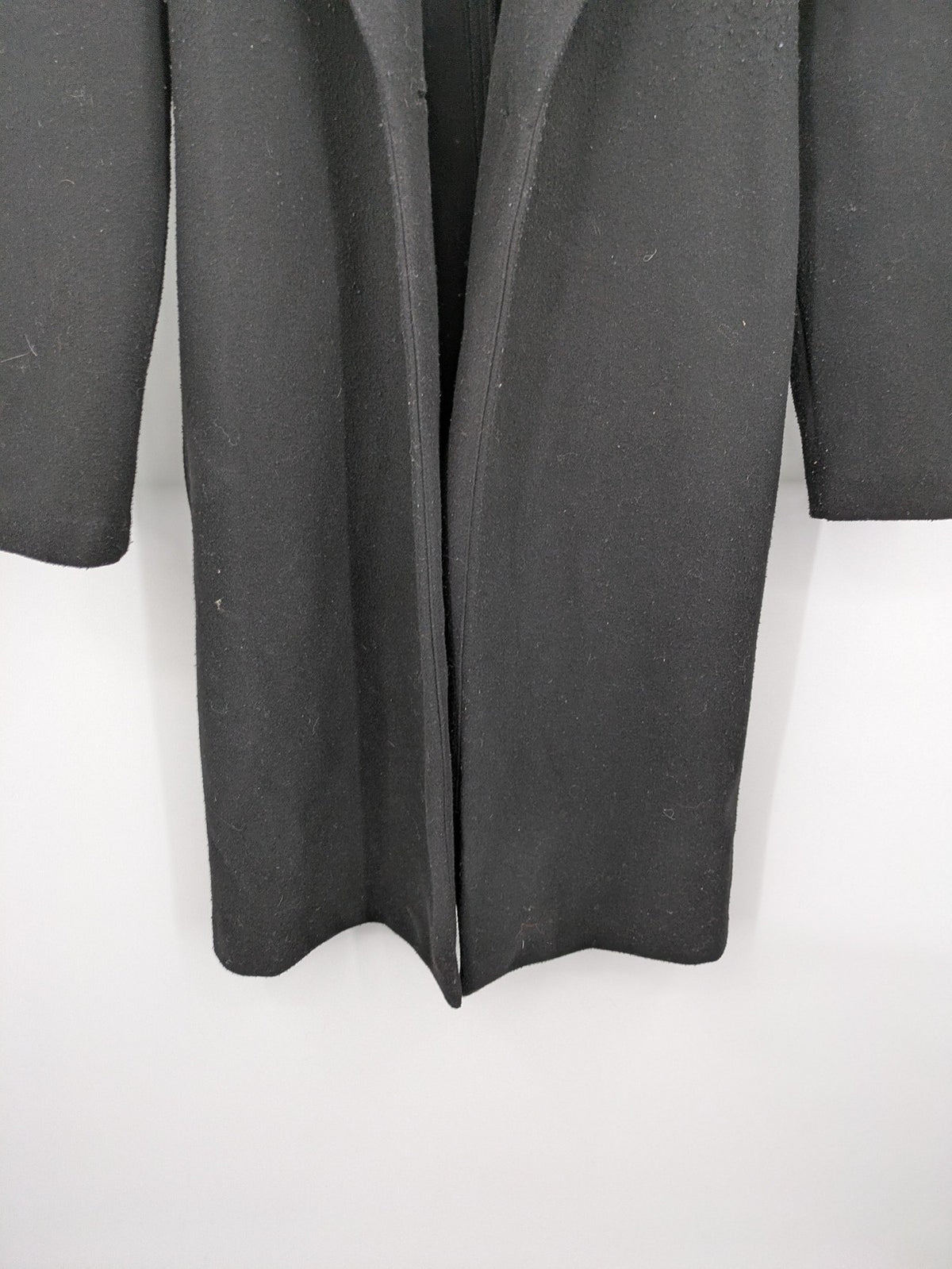 Zara black long coat open front sharp lapel classic design size S