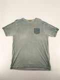 Camel Active green t-shirt with striped chest pocket and used look cotton fabric.