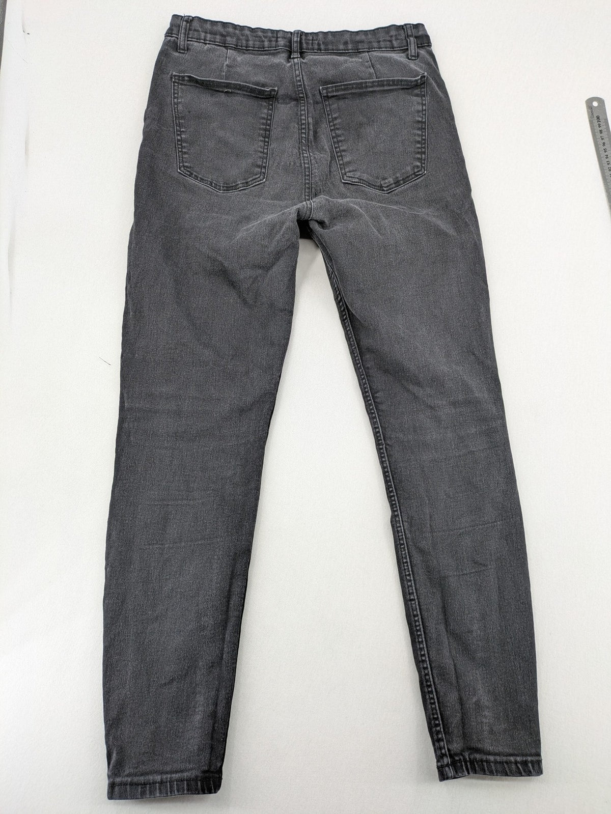Zara high waist mom jeans faded black classic 5-pocket design stretch denim