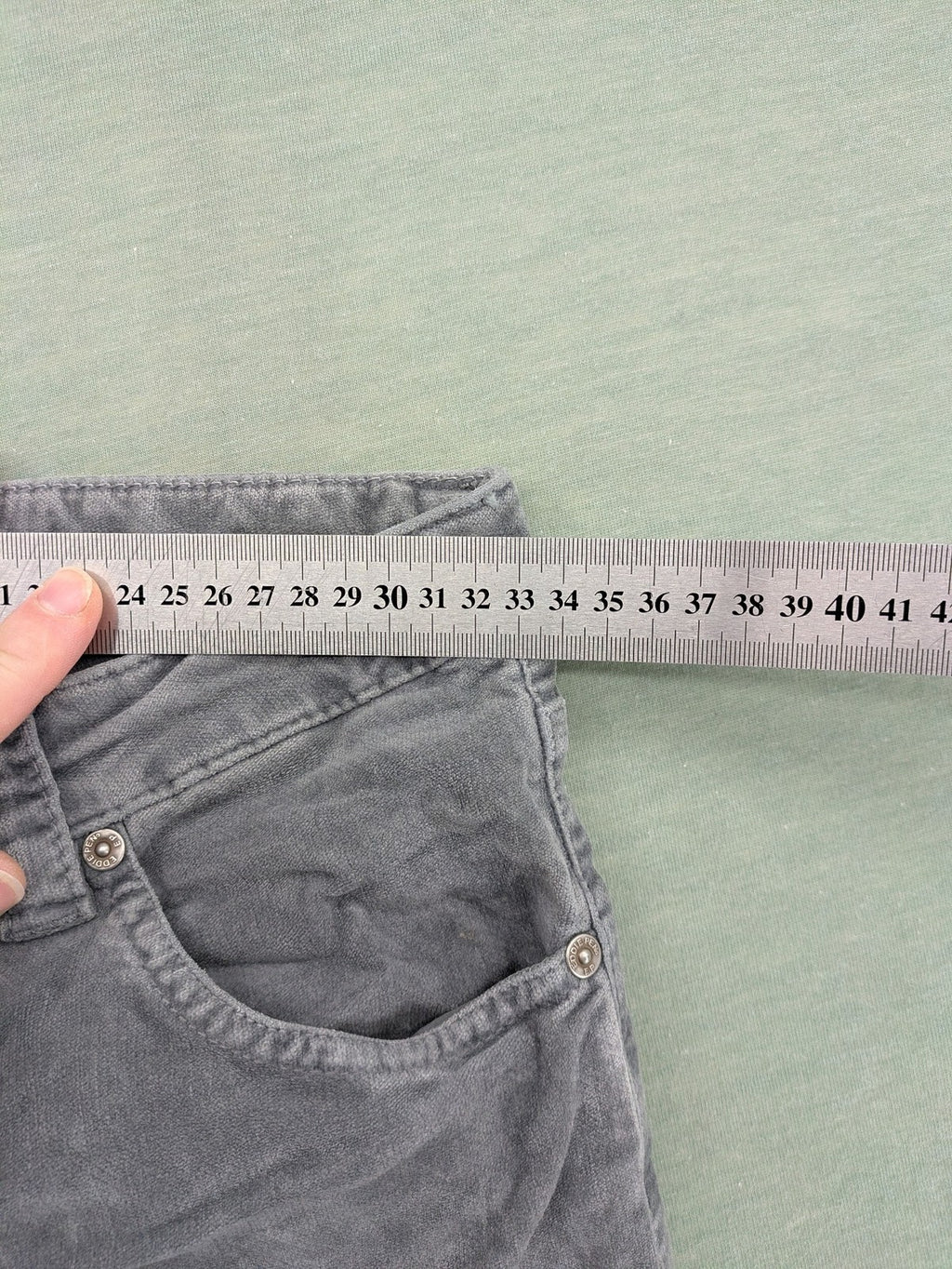 Eddie Pen grey cord pants 5-pocket design stretch cotton fabric
