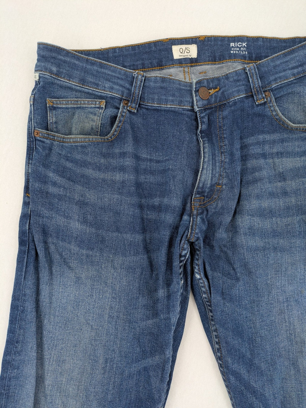 s.Oliver blue slim fit jeans medium wash stretch denim with classic design