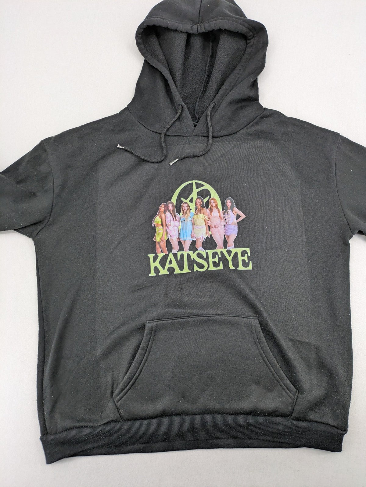 SHEIN multi zip-through hoodie black graphic design KATSEYE members logo