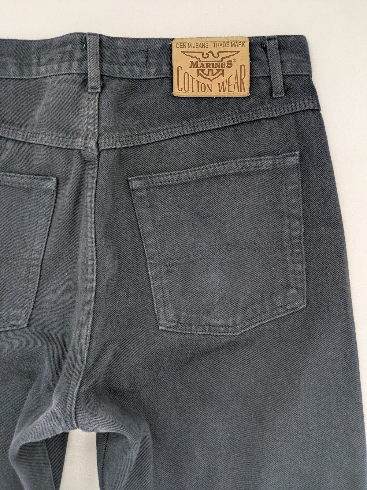 Marines blue straight jeans regular fit with button fly and logo patch detail.