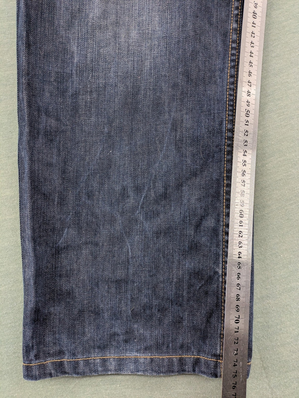 Back Of Beyond blue straight jeans 5-pocket design with classic denim wash.