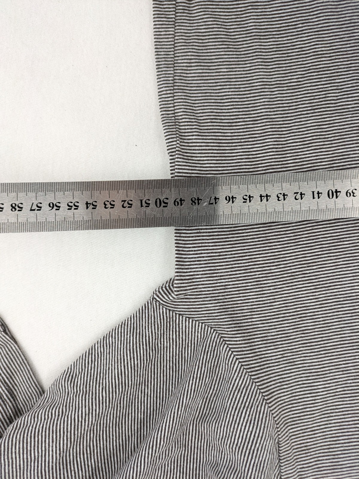 Pull&Bear grey striped Henley shirt with elbow patches and decorative shoulder flaps.